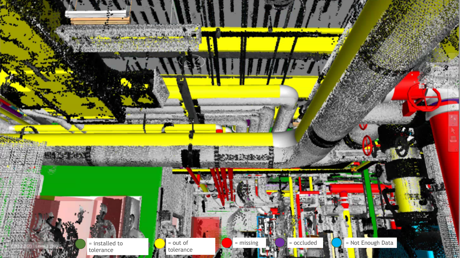 Construction verification heat map comparing as-built to design